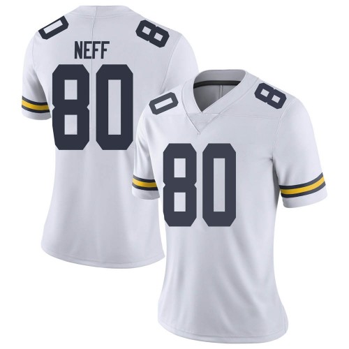 Hunter Neff Michigan Wolverines Women's NCAA #80 White Limited Brand Jordan College Stitched Football Jersey YXW3354EU